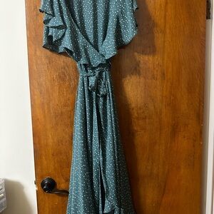 Eva Mendes for New York & Company  sage green wrap-around Dress